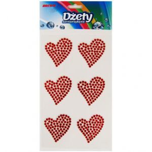 Dżety samoprzylepne Brewis Serca 6szt, Czerwone
